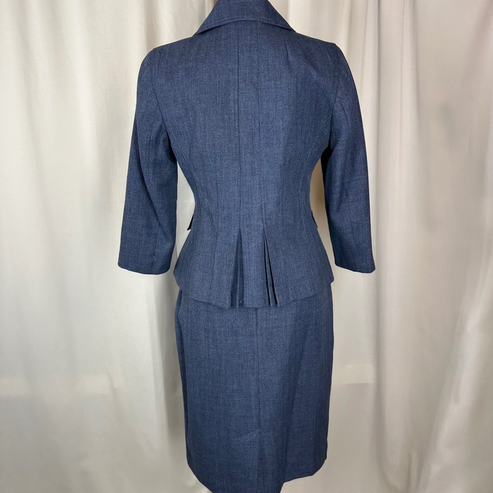 Signature by Larry Levine Navy Textured Two-Piece Skirt Set - Picture 3 of 14
